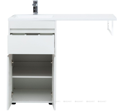 Тумба с раковиной Aquanet Токио 110 R напольная 1 ящик 2 фасада белый глянец 00239207