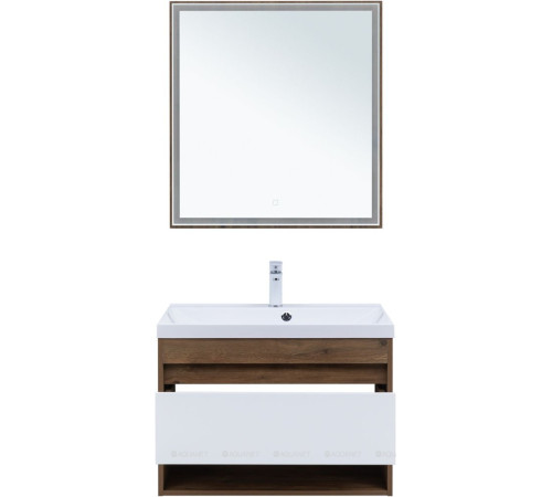 Тумба с раковиной Aquanet Тренд 75 дуб рустикальный/белый сатин 00345810