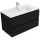 Тумба с раковиной Aquanet Вега 2.0 90 черная 2 ящика с раковиной Flat 00344763