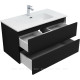 Тумба с раковиной Aquanet Вега 2.0 90 черная 2 ящика с раковиной Flat 00344763