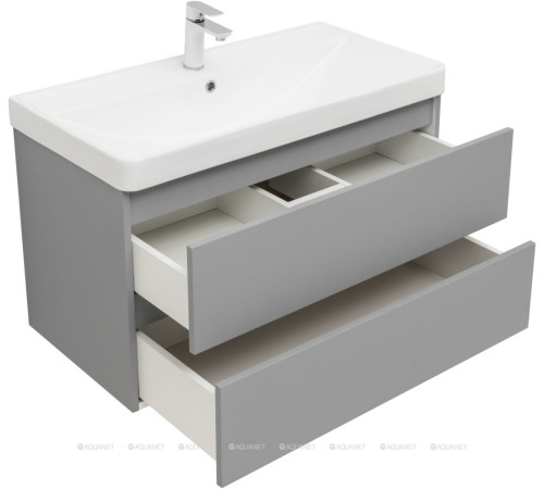 Тумба с раковиной Aquanet Вега 2.0 90 мисти грин 2 ящика с раковиной Ирис 00344748