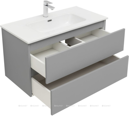 Тумба с раковиной Aquanet Вега 2.0 90 мисти грин 2 ящика с раковиной Ирис 00344748