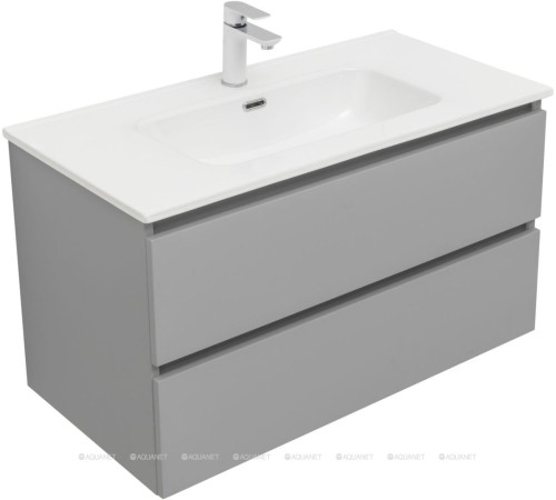 Тумба с раковиной Aquanet Вега 2.0 90 мисти грин 2 ящика с раковиной Ирис 00344748