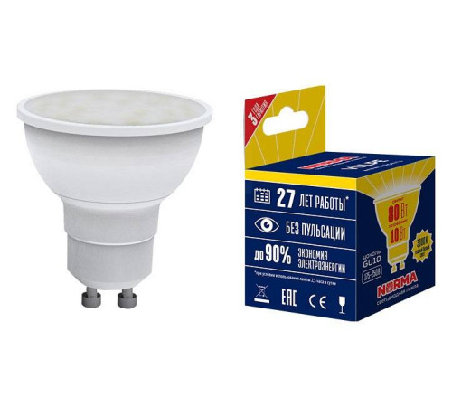 Лампа светодиодная Volpe GU10 10Вт 3000K UL-00003842