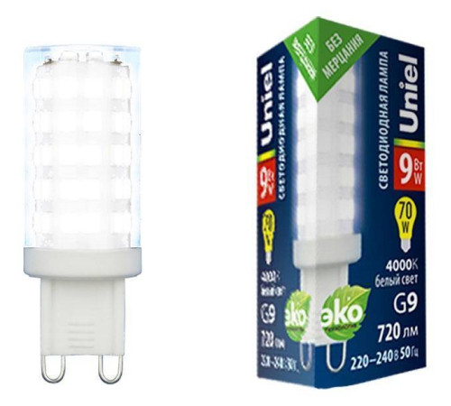 Лампа светодиодная Uniel G9 9Вт 4000K UL-00006489