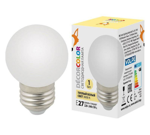 Лампа светодиодная Volpe E27 1Вт 3000K UL-00006560