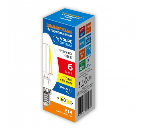 Лампа светодиодная Uniel OPTIMA DIM E14 6Вт 3000K UL-00009241