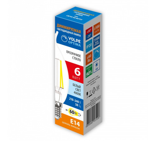 Лампа светодиодная Uniel OPTIMA DIM E14 6Вт 4000K UL-00009244