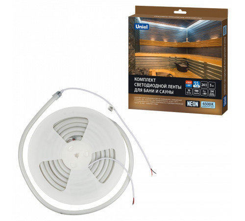 Комплект с лентой светодиодной Uniel ULS-N40-2835-120LED/m-16mm-IP68-DC24V-10W/m-5M-6500K NEON SET01 UL-00012845