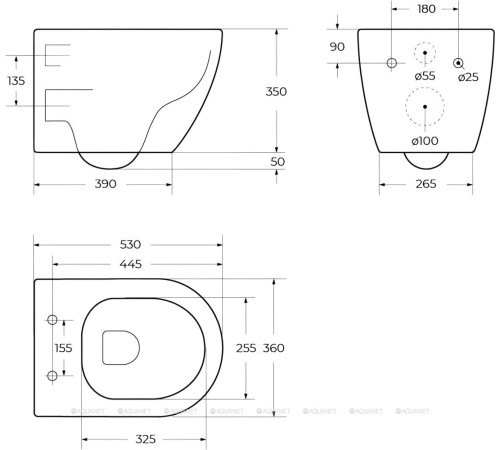 Унитаз подвесной безободковый Cezares STREAM Tornado микролифт CZR-2426-TH-TOR/SC