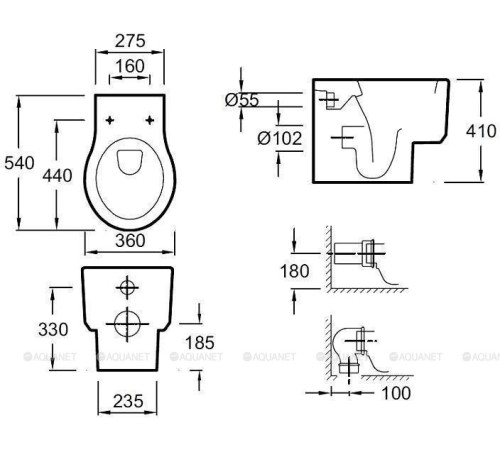 Унитаз напольный приставной Jacob Delafon Viragio 54х36 см с сиденьем микролифт E4772-00