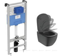 Комплект инсталляция Ideal Standard ProSys с унитазом Tesi AquaBlade чёрный матовый T3868V3