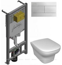 Комплект Jacob Delafon Vox унитаз подвесной с сиденьем и инсталляция с клавишей хром Set-VOX-CP