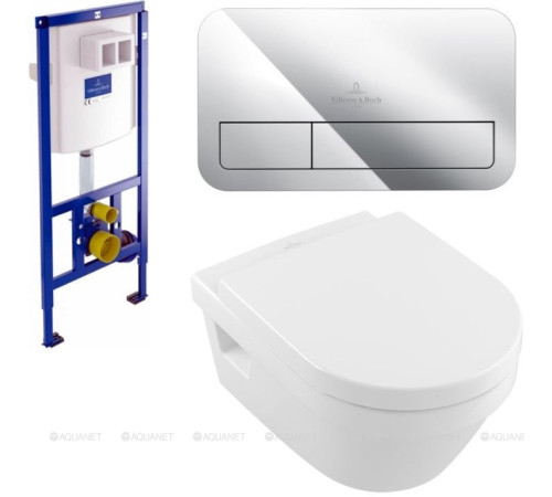 Унитаз подвесной Villeroy & Boch Architectura с сиденьем, инсталляцией и клавишей 307732