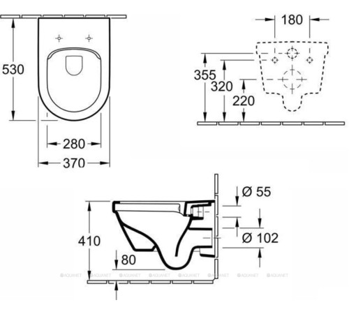 Унитаз подвесной Villeroy & Boch Architectura с сиденьем, инсталляцией и клавишей 307732