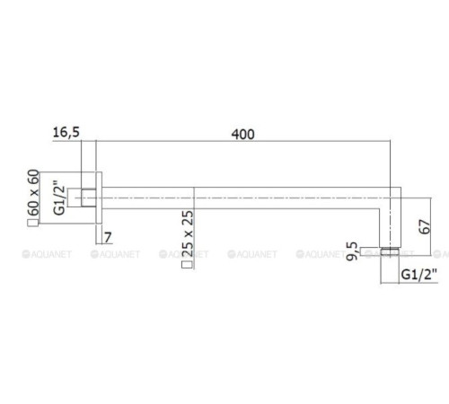 Верхний душ с кронштейном Paffoni Syncro 200x200 мм белый матовый ZSOF075BO/ZSOF063BO