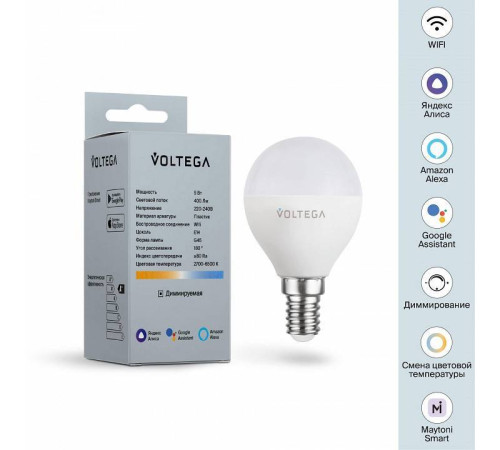 Лампа светодиодная с управлением через Wi-Fi Voltega Wi-Fi bulbs 2428