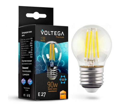 Лампа светодиодная Voltega Globe Graphene 9 Вт E27 4000 K 7138