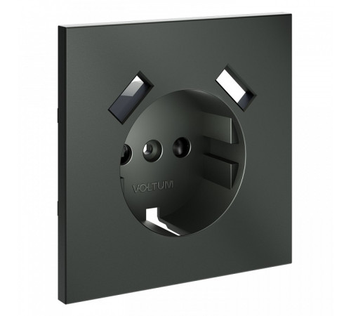Накладка для розетки с заземлением и со шторками и 2хUSB type A Voltum S70 VLS000906