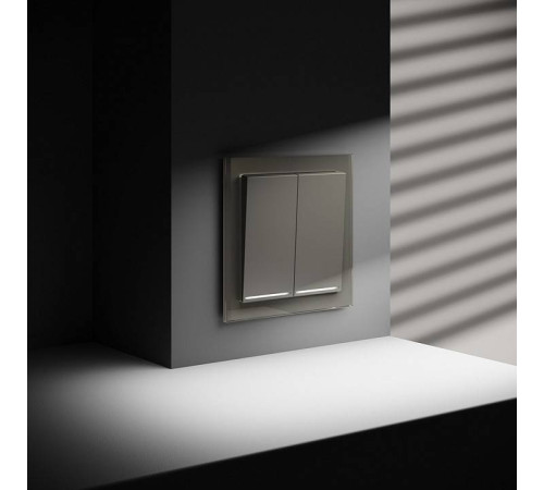 Выключатель проходной двухклавишный с подсветкой без рамки Voltum S70 VLS020404