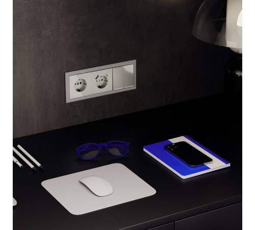 Выключатель проходной двухклавишный с подсветкой без рамки Voltum S70 VLS020404