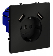 Розетка с заземлением и со шторкой и 2хUSB type A, без рамки Voltum S70 VLS040408