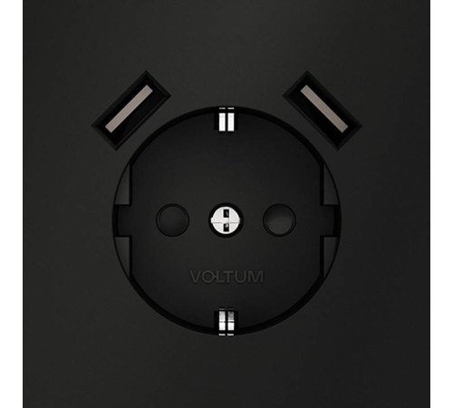 Розетка с заземлением и со шторкой и 2хUSB type A, без рамки Voltum S70 VLS040408