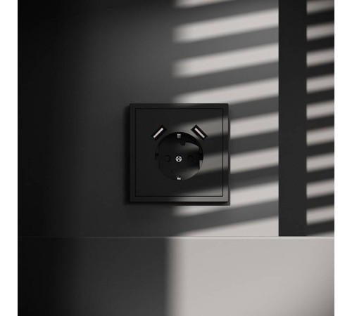 Розетка с заземлением и со шторкой и 2хUSB type A, без рамки Voltum S70 VLS040408