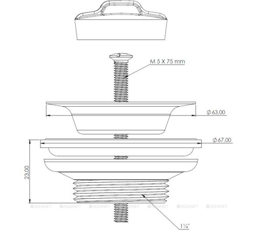 Водослив для умывальника Aquanet 5/4 с нержавеющей решеткой 00339429