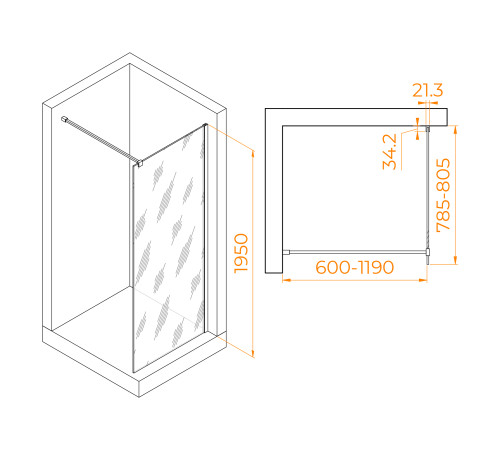 Душевая перегородка RGW WA-001 80 см 351000108-11