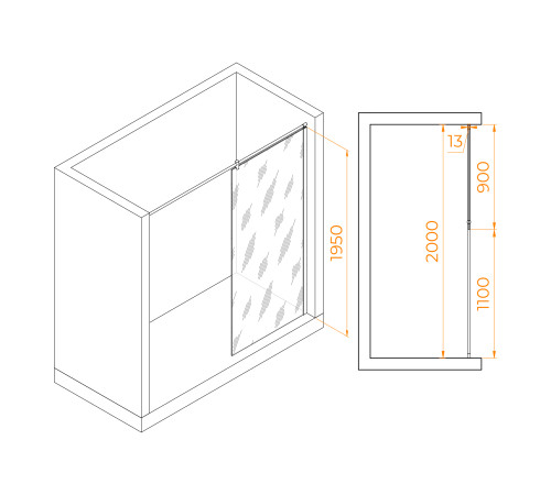 Душевая перегородка RGW WA-034 900 мм 351003409-11