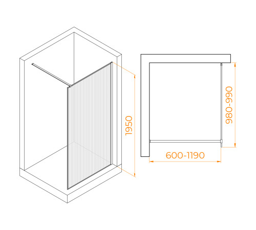 Душевая перегородка RGW WA-08 1000 мм 06100810-151