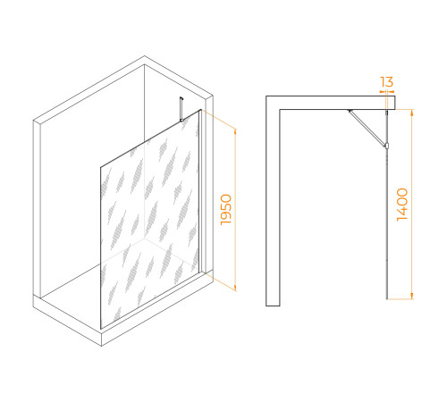Душевая перегородка RGW WA-110 1400 мм 351011014-21