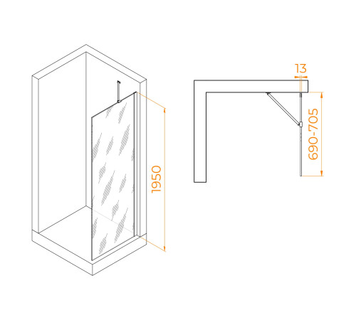 Душевая перегородка RGW WA-110B 700x1950 мм черный 351011007-14