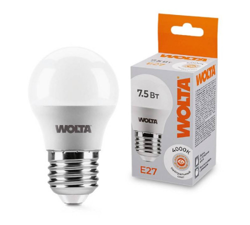 Лампа светодиодная Wolta E27 7.5Вт 4000K 25S45GL7.5E27