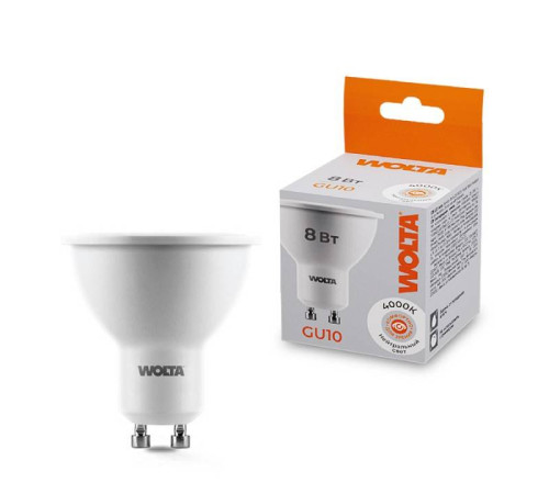 Лампа светодиодная Wolta GU10 8Вт 4000K 25SPAR16-230-8GU10