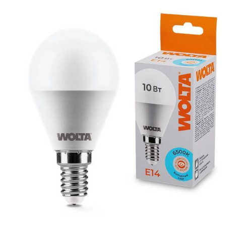 Лампа светодиодная Wolta E14 10Вт 6500K 25W45GL10E14
