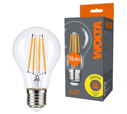Лампа светодиодная Wolta E27 15Вт 3000K WF-A60-15W3KE27