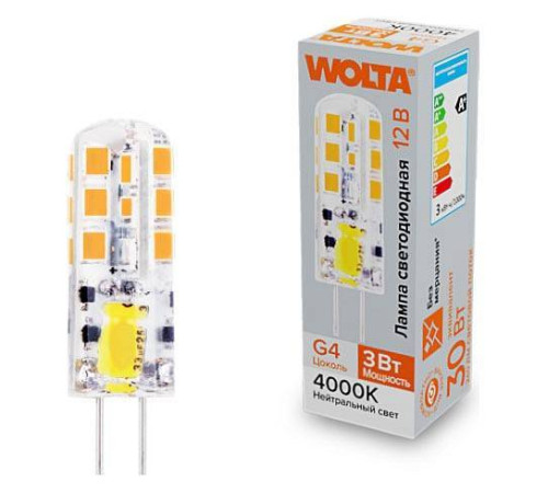Лампа светодиодная Wolta G4 3Вт 4000K WSTD-JC-12V3W4KG4-S