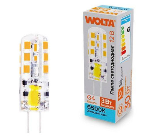 Лампа светодиодная Wolta G4 3Вт 6500K WSTD-JC-12V3W6KG4-S