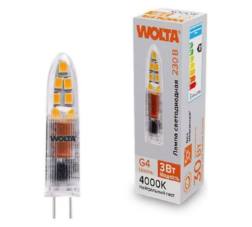 Лампа светодиодная Wolta G4 3Вт 4000K WSTD-JC-220V3W4KG4-P