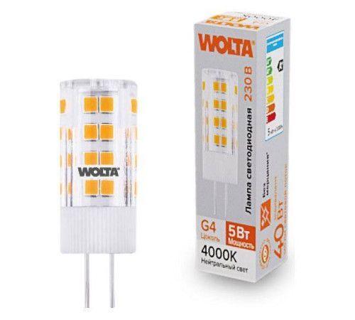 Лампа светодиодная Wolta G4 5Вт 4000K WSTD-JC-220V5W4KG4-C
