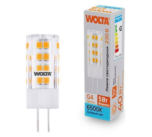 Лампа светодиодная Wolta G4 5Вт 6500K WSTD-JC-220V5W6KG4-C