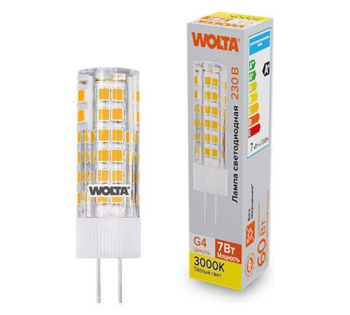 Лампа светодиодная Wolta G4 7Вт 3000K WSTD-JC-220V7W3KG4-C