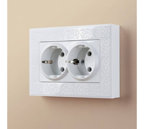 Розетка двойная с заземлением, без рамки Werkel белый W1172001