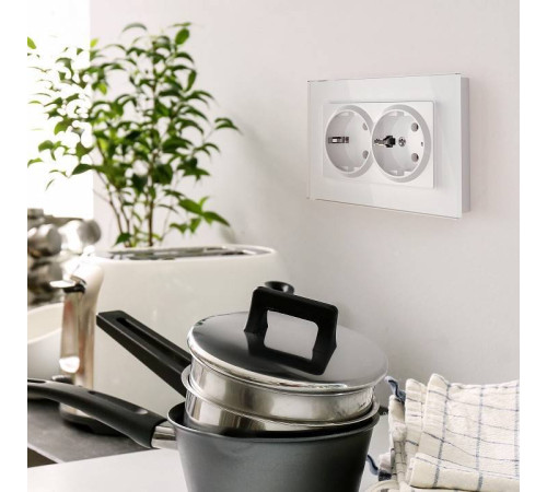 Розетка двойная с заземлением, без рамки Werkel белый W1172001