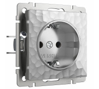 Розетка с заземлением без рамки Werkel Hammer серебряный W1271006