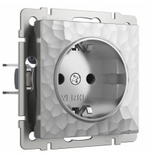 Розетка с заземлением без рамки Werkel Hammer серебряный W1271006