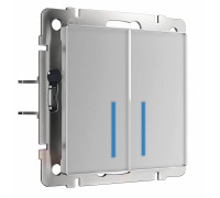 Выключатель сенсорый двухклавишный с подсветкой, без рамки Werkel серебряный W4520006