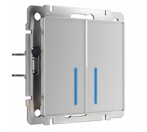 Выключатель сенсорый двухклавишный с подсветкой, без рамки Werkel серебряный W4520006